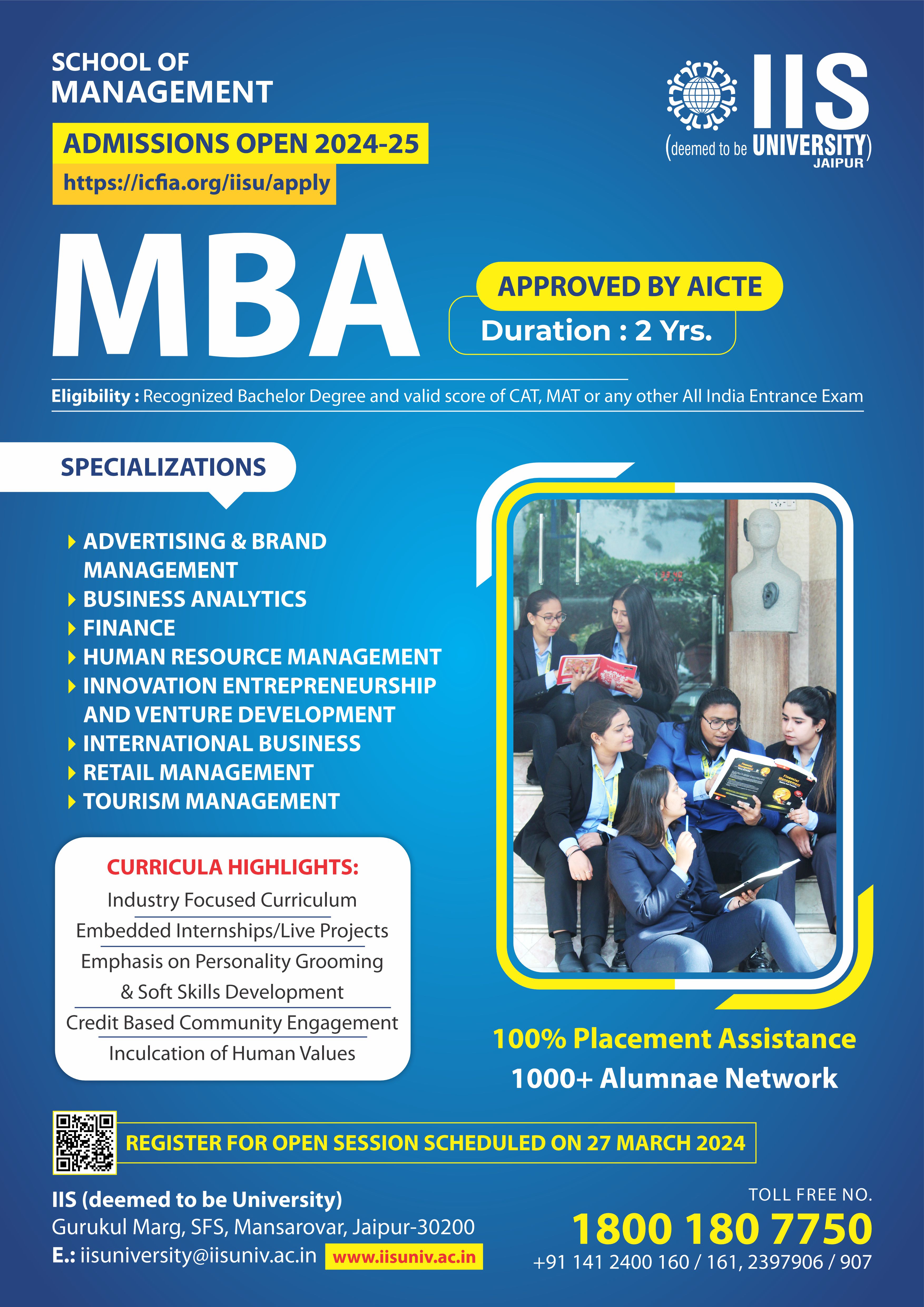 Mba Admissions Open Iis Deemed To Be University Jaipur