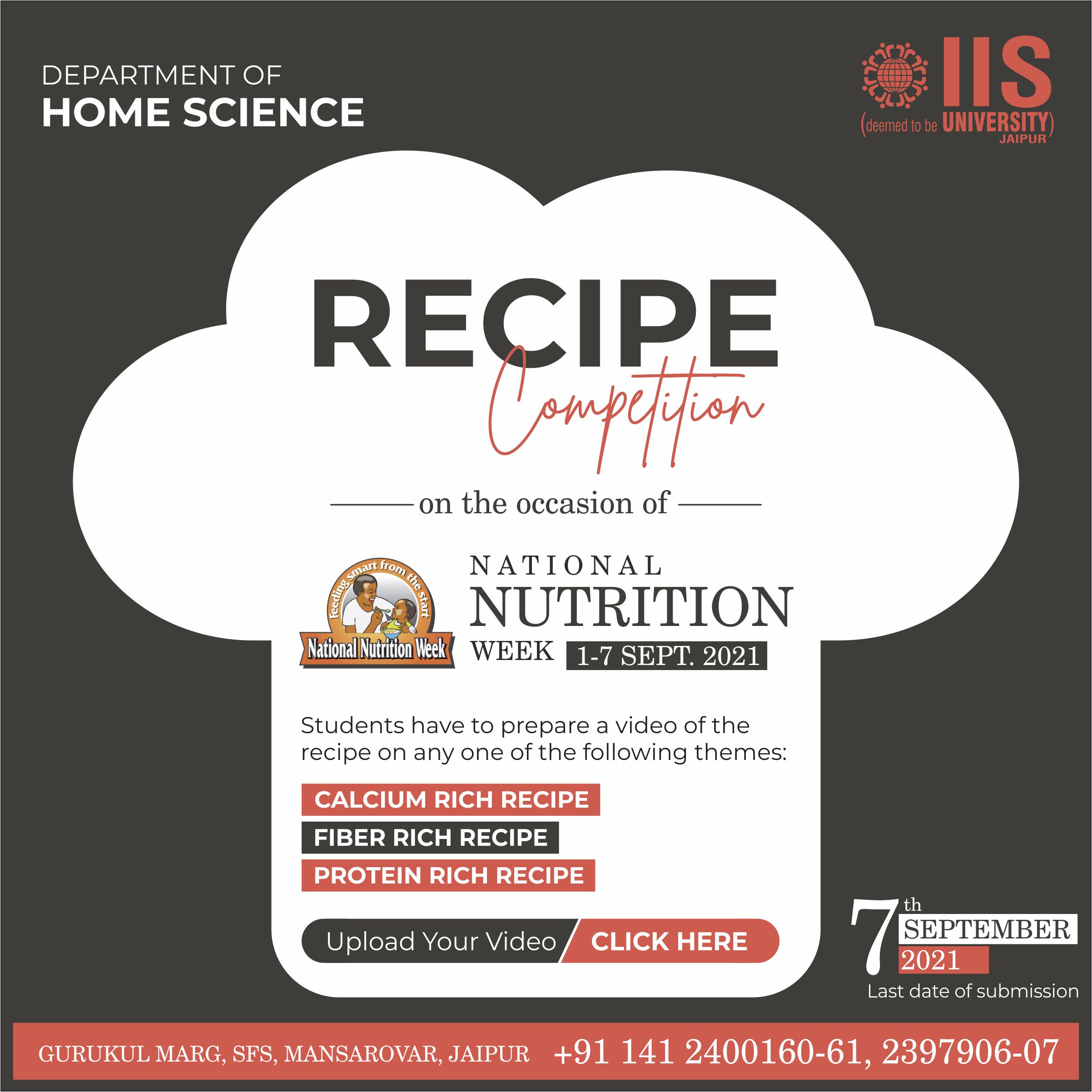 National Nutrition Week Recipe Competition Iis Deemed To Be University Jaipur